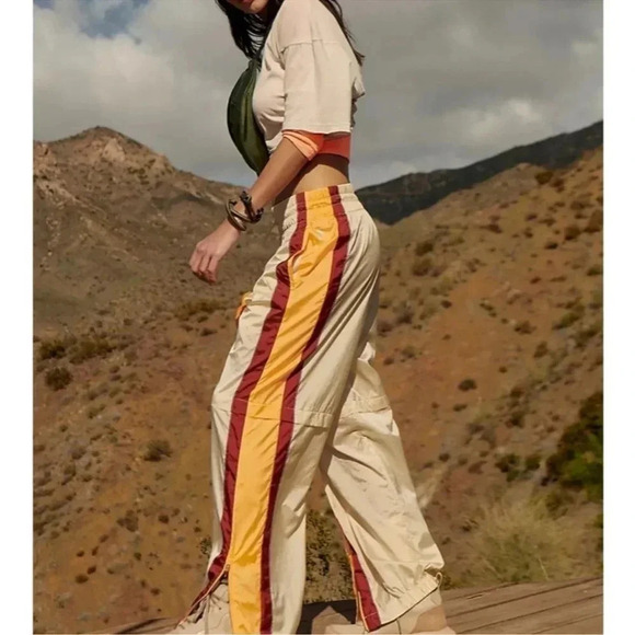 New Free People End Zone Track Pants Wide Leg Nyon Cargo FP Movement Small - Picture 13 of 13